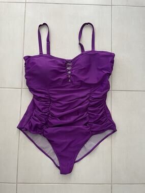 Torrid Swim One Piece Swimsuit Ruched Lace Up Swimwear